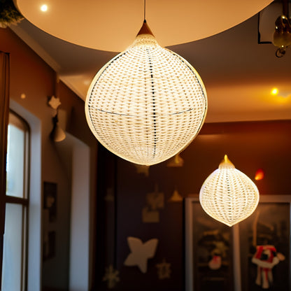 Lustră Rotundă Din Fibră Naturală De Ratan