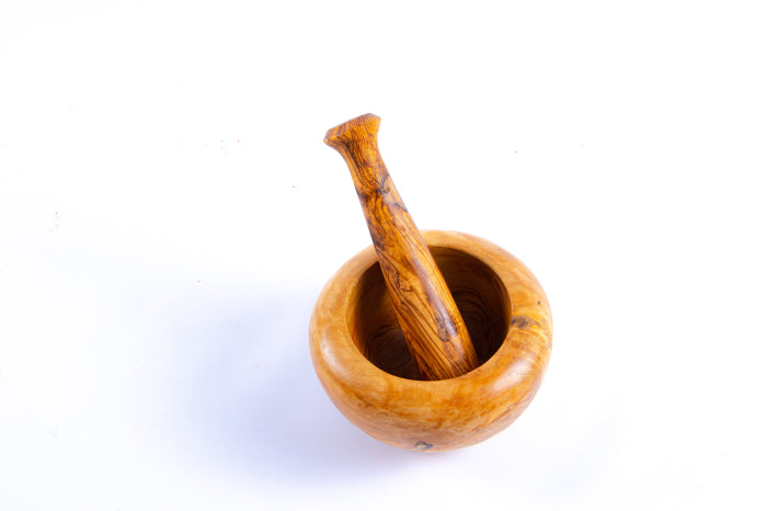 Mojar cu pistil Rotund din lemn de măslin