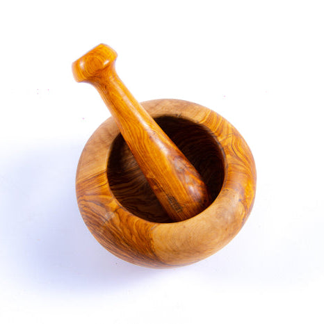 Mojar cu pistil Rotund din lemn de măslin