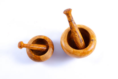 Mojar cu pistil Rotund din lemn de măslin