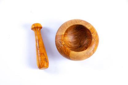 Mojar cu pistil Rotund din lemn de măslin