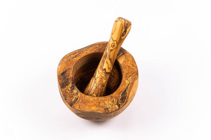 Mojar cu pistil Rustic din lemn de măslin