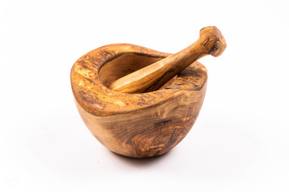 Mojar cu pistil Rustic din lemn de măslin