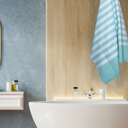 Prosop Din Bumbac Baie | Plajă | SPA | Nisa Turcoaz Cu Dungi Albe 200 x 100 cm