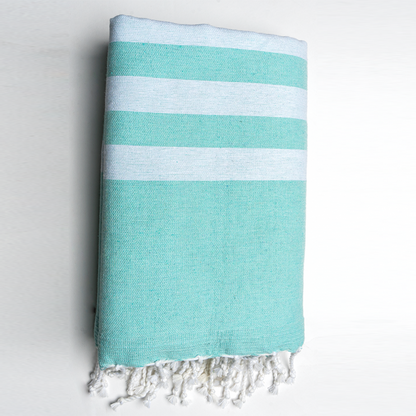 Prosop Din Bumbac Baie | Plajă | SPA | Nisa Turcoaz Cu Dungi Albe 200 x 100 cm