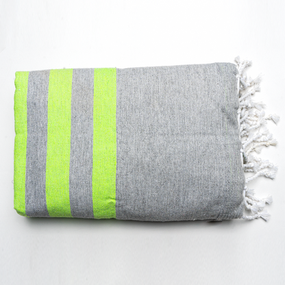 Prosop Din Bumbac Baie | Plajă | SPA | Nisa Gri Cu Dungi Verzi 200 x 100 cm