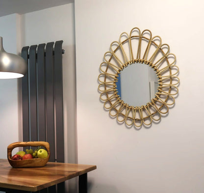 Oglindă Asimetrică Din Fibra Naturală Tip Floare