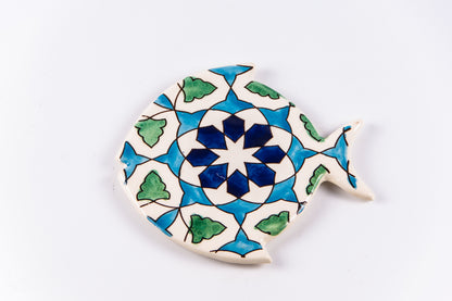 Platou tip pește din ceramică | albastru turcoaz