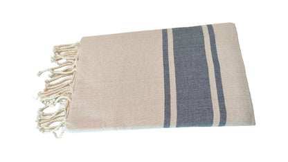 Prosop Fouta Plajă & Spa Alb Bej Cu Dungi Albastre 200 x 100 cm