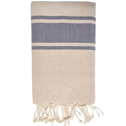 Prosop Fouta Plajă & Spa Alb Bej Cu Dungi Albastre 200 x 100 cm