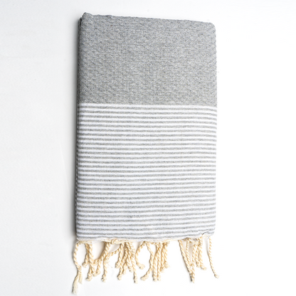 Prosop Fouta Plajă & Spa Gri Deschis Cu Dungi Albe 200 x 100 cm