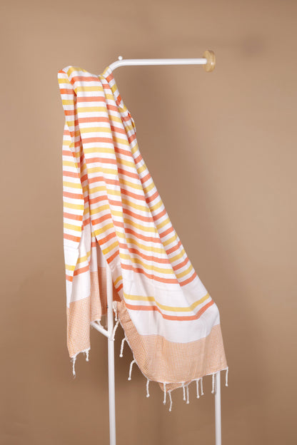 Prosop Fouta Plajă & Spa White Orange 200 x 100 cm