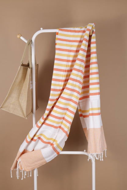 Prosop Fouta Plajă & Spa White Orange 200 x 100 cm
