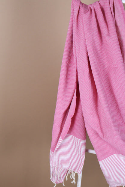 Prosop Fouta Plajă & Spa Roz cu dungi albe 200 x 100 cm