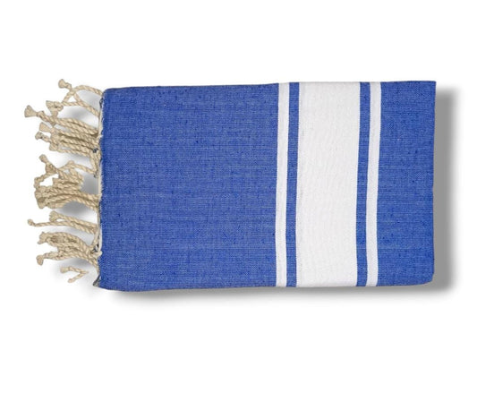 Strandtörölköző | Fouta |Navy kék fehér csíkokkal