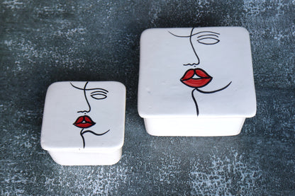 Set 2 recipiente din ceramica patrate Visage