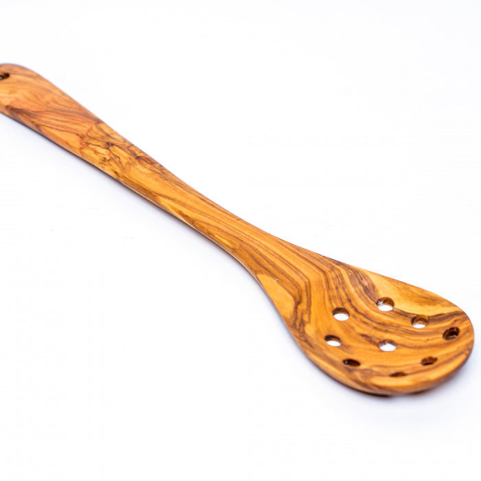 Set Genova furculiță și lingură cu găuri din lemn de măslin 30 | 35 cm