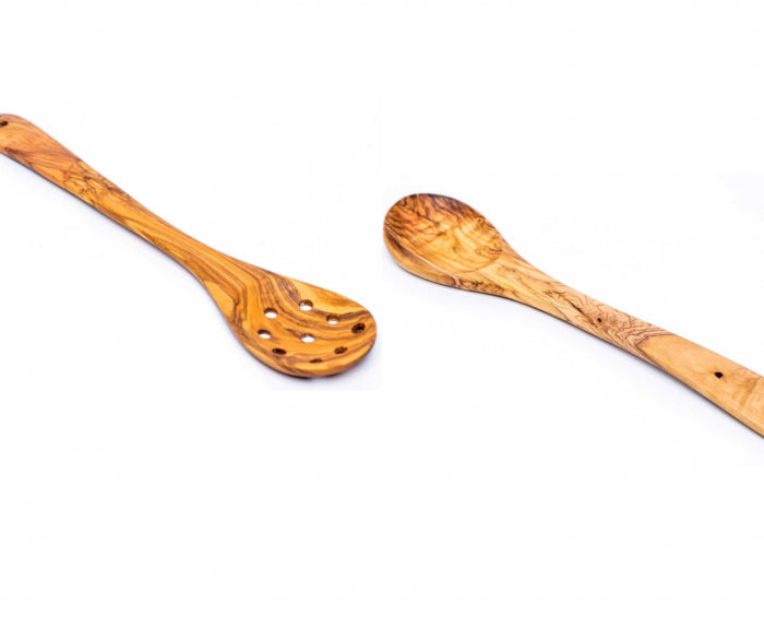 Set Milano lingură și lingură cu găuri din lemn de măslin 30 | 35 cm