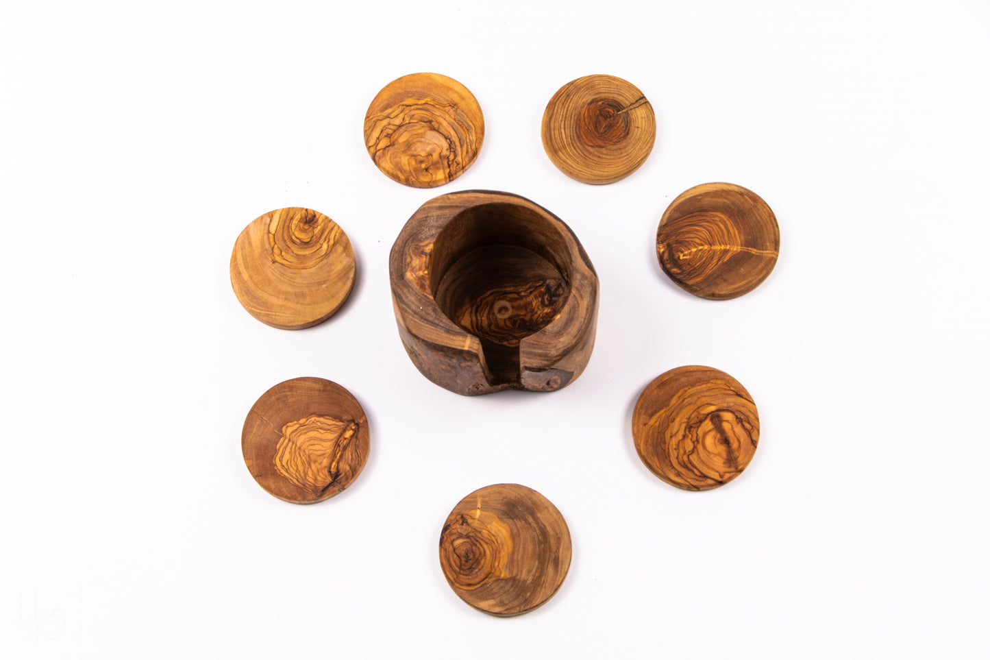 Set suport pahare Rustic din lemn de măslin